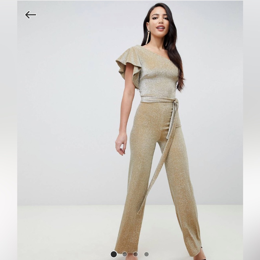 Tall Gold One-Shoulder Jumpsuit